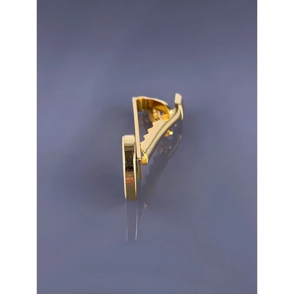Etched Horse Head Tie Clip Bar Gold Plated Barlow Equestrian Race Right Vintage